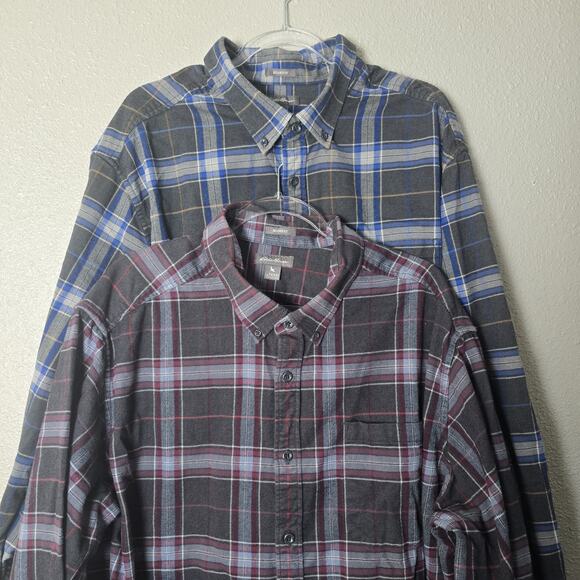 Bundle 2 Eddie Bauer Men's Button-Down Long Sleeve Plaid Flannel Size TXXXL Pack - Picture 1 of 15